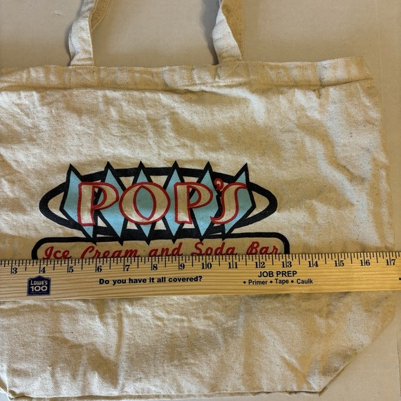 Canvas Tote Bag Pops Ice Cream And Soda Bar Ivory Logo Roanoke Virginia - Picture 4 of 4